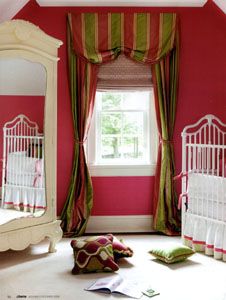 Girls Bedroom with Silk Drapes and Valance and Rom