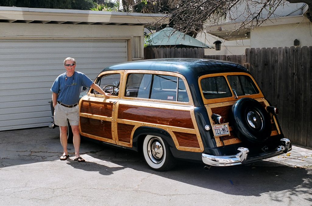 Rick with 1950 Ford wagon.