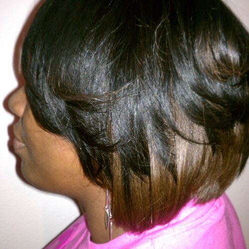 Sewed in bob........very natural look and feel.