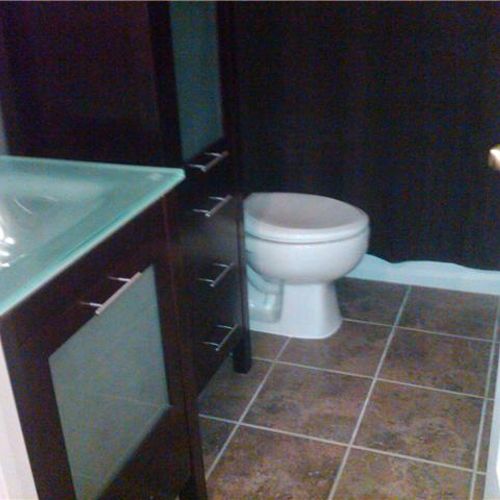 Complete bathroom remodel: tile, toilet, vanity, s