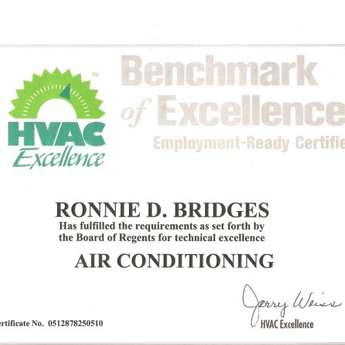 Air Conditioning certificate