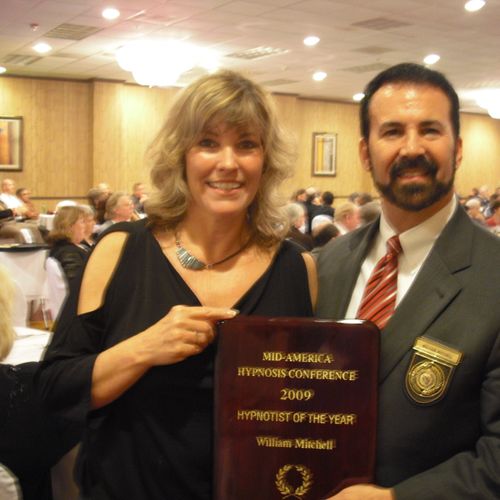 "Hypnotist of the Year 2009 "with my wife Linda in
