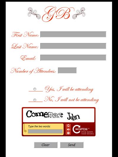 Wedding RSVP form