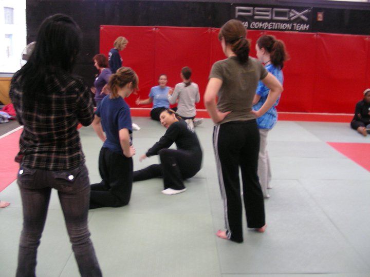 Sharon demonstrating a basic stand up with base as
