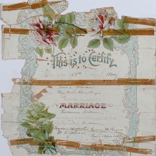 Original Damaged Wedding Certificate.