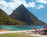 Jalousie Beach with Piton in the background.