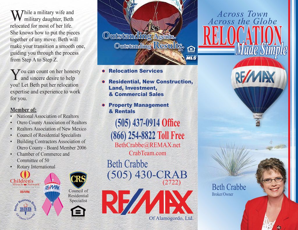Beth Crabbe Tri-Fold Brochure side 1