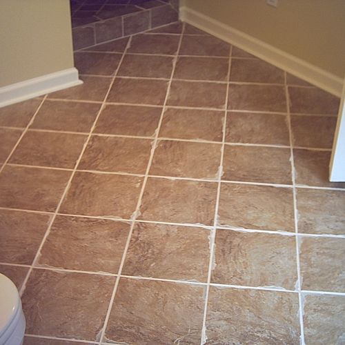 tile floor on a diaginal pattern