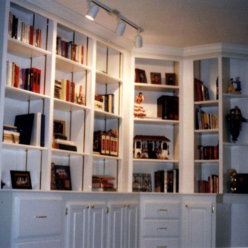 book case with file cabinets built in.