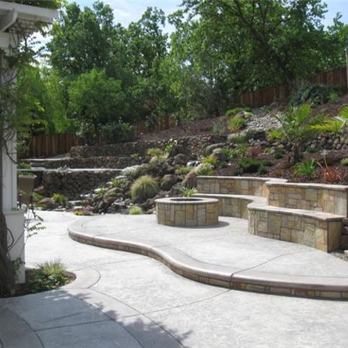 Walnut creek project- concrete with fire pit and s