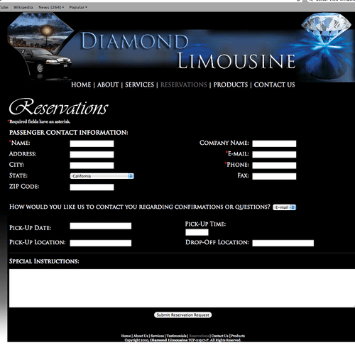 Custom Websites for Limo services: Receive request
