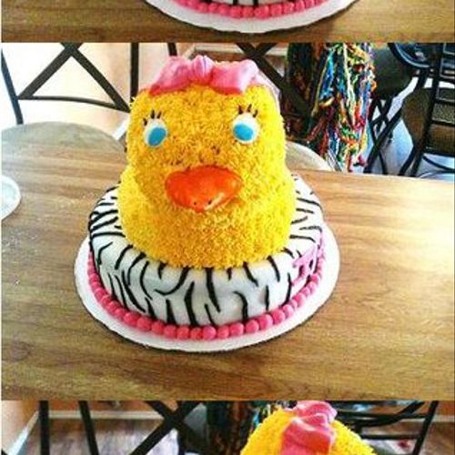baby girl duck for a zebra themed baby shower