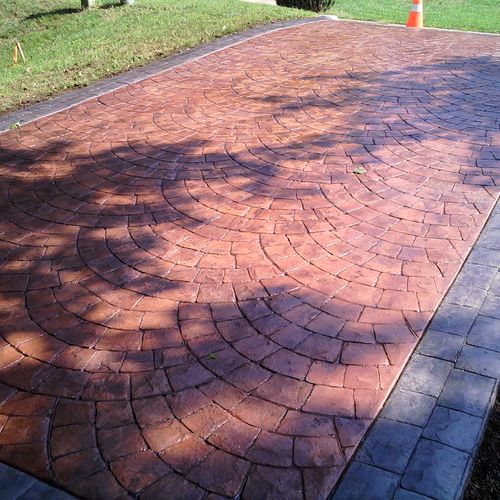Stamped Concrete Driveway in Cary by Total Masonry