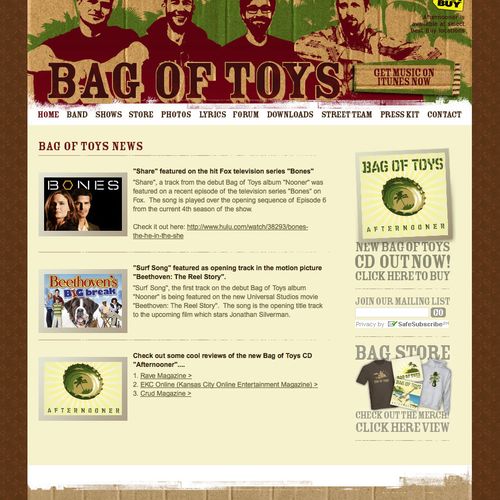 Website for the band "Bag of Toys"

http://www.bag