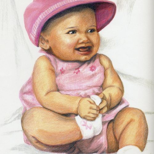 Color portrait drawing of baby.