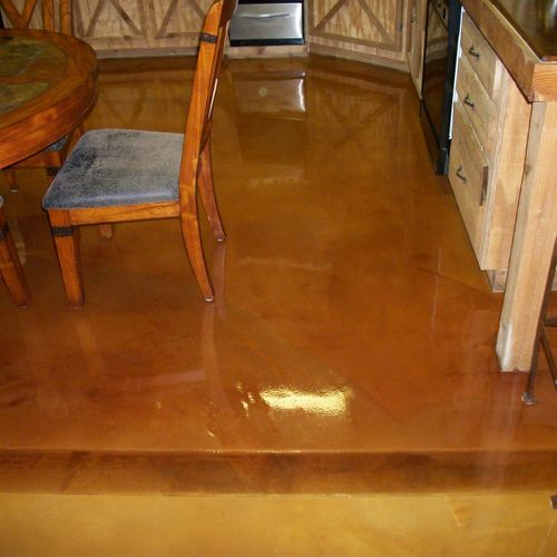 custom Concrete Staining Cola on an overlay, stain
