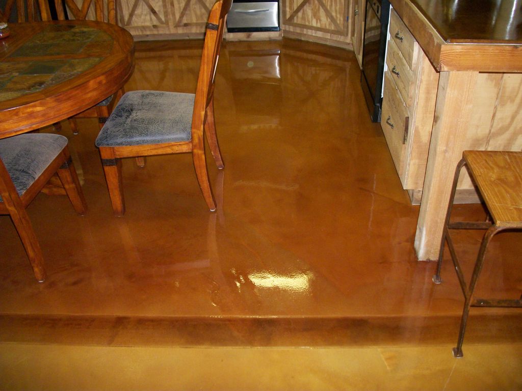 custom Concrete Staining Cola on an overlay, stain