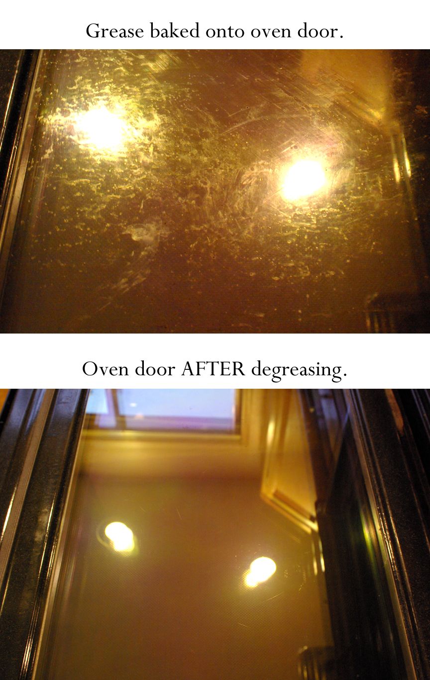 Oven door degreased scratch- and odor-free by Gree