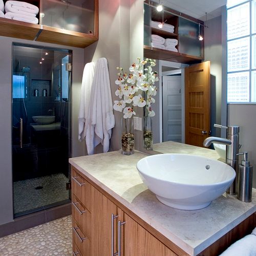 Bathroom Remodel - custom cabinets, organic and mo