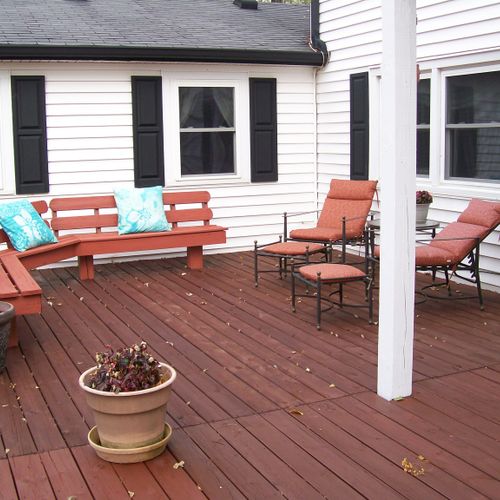 Deck after staining and staging.