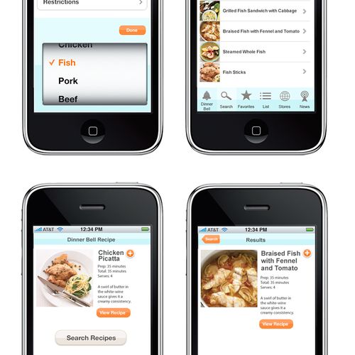 iPhone application design for Martha Stewart Food,