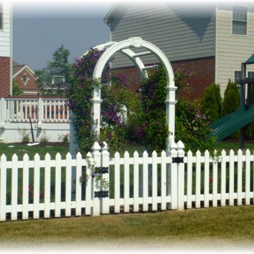 PVC picket with added arbor as gift from kids for 