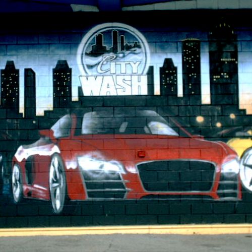 'Three Whips'   -Mural for CityWash Carwash.    
2