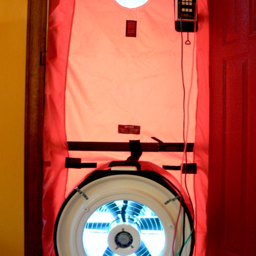 Blower Door used to measure air infiltration in th