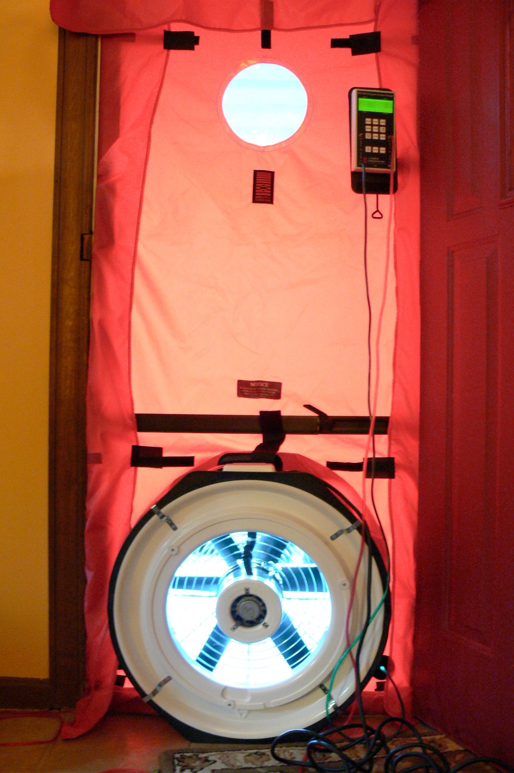 Blower Door used to measure air infiltration in th