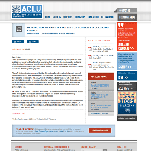 The ACLU of Colorado site was a complex build. Eac