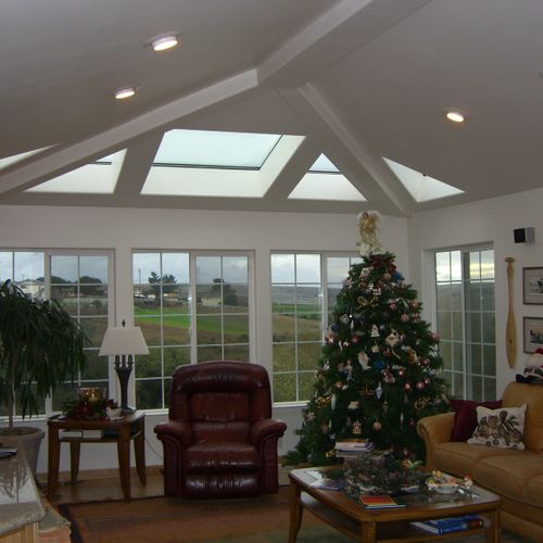 from 8' ceiling to open ceiling with new skylights