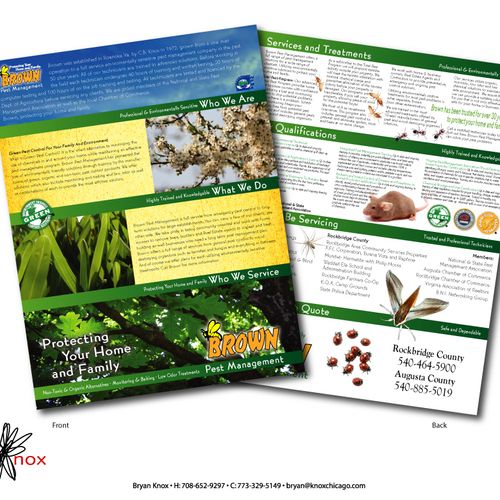 Brown Exterminating Co. Sales collateral design.