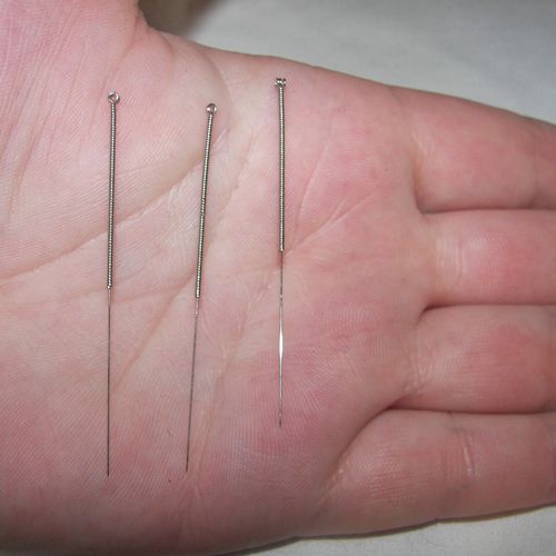 The needles are thinner than a hair!