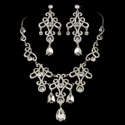 CZ bridal jewelry set, regal and romantic perfect 