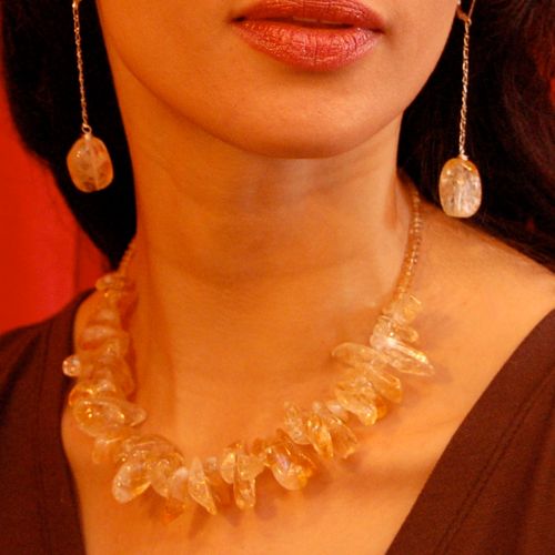 Citrine Earrings and Necklace with Sterling Silver