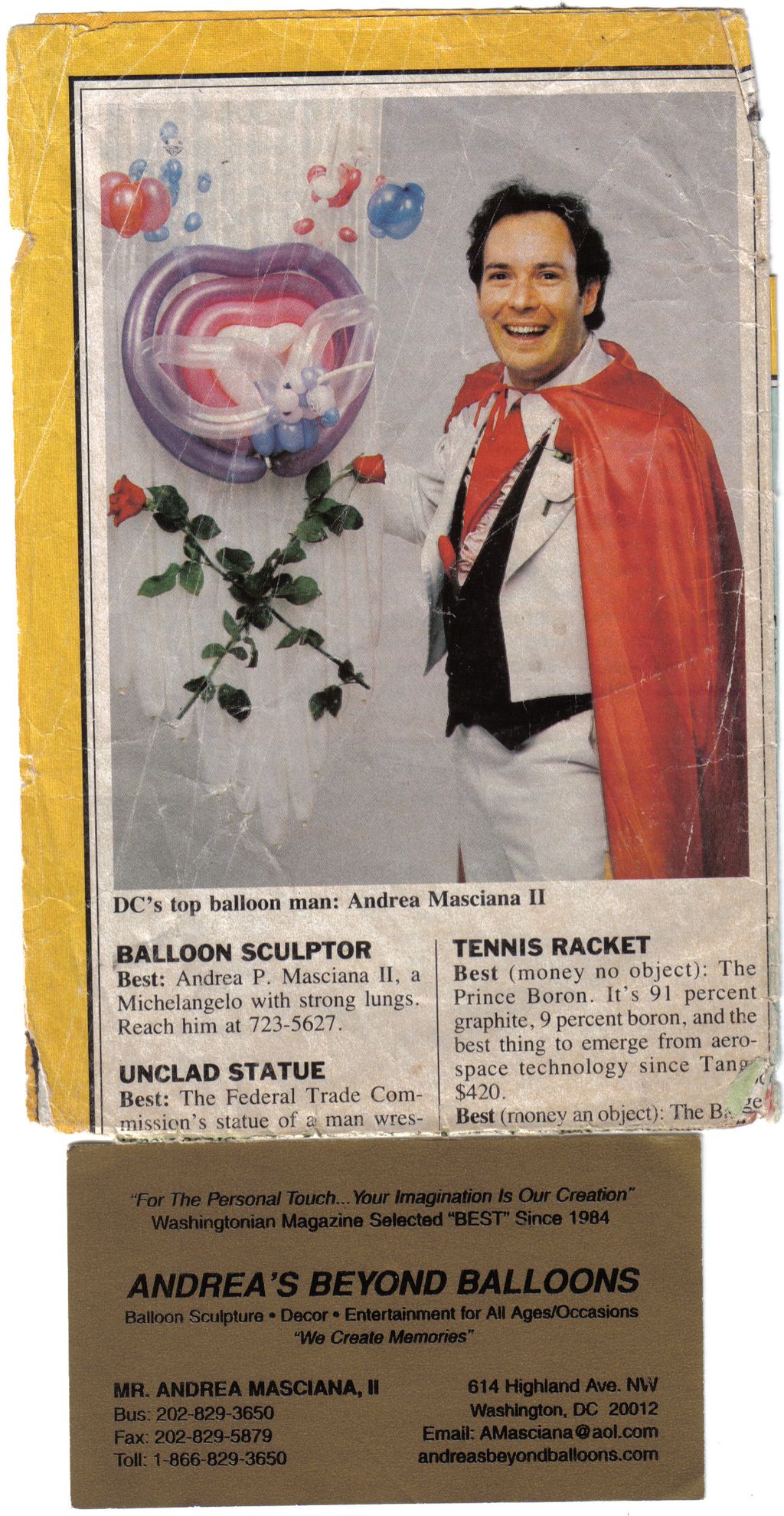 1984 Washingtonian Magazine's Selected "BEST"...Ca