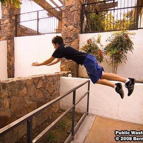 This is a parkour movement, it is called a kong.