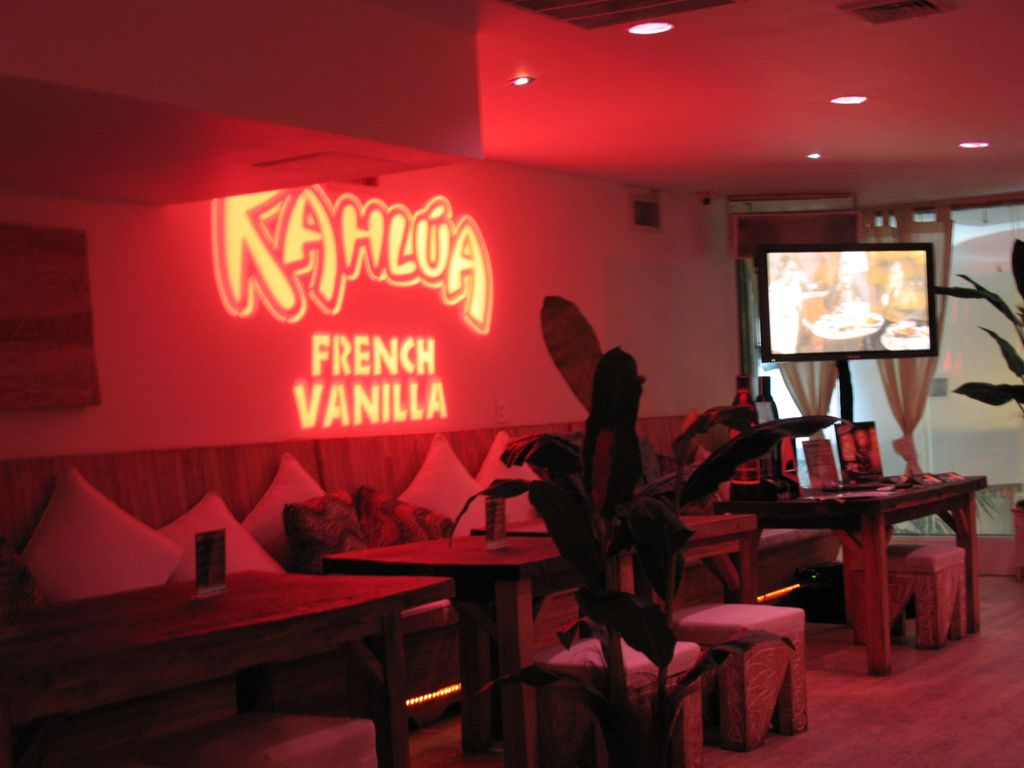 Gobo projection and 40" plasma screen for client t