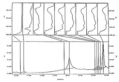 Synthetic dye components in the chromatograph and 