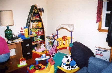 This playroom has so many toys, it's hard to find 