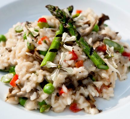 summer risotto with grilled asparagus