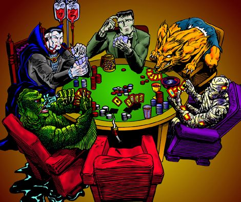 Monster playing poker