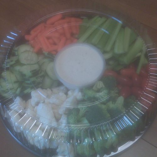 Fresh veggie trays. These are the delivery option 