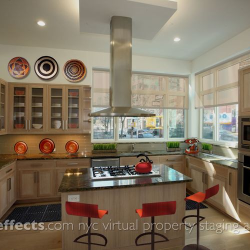 Virtually staged luxury Manhattan kitchen by Prope