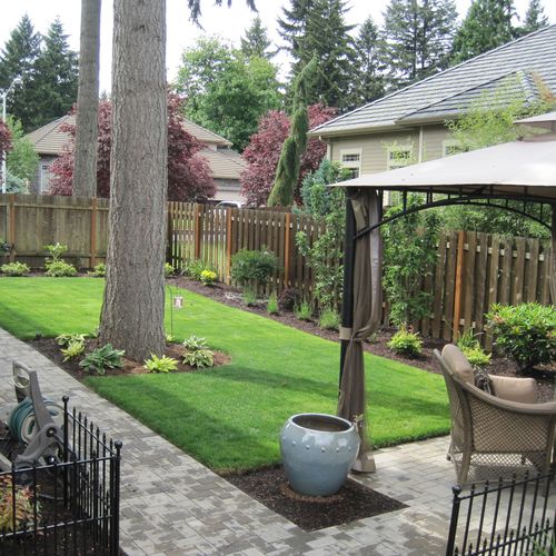 A narrow back yard landscaping project.