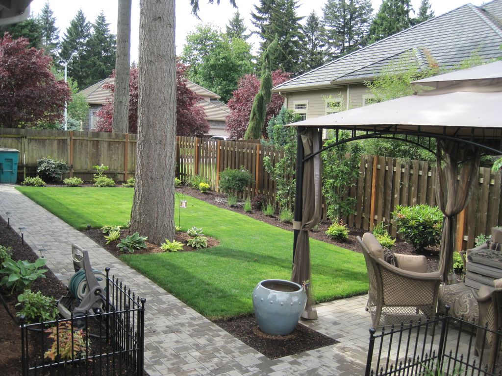 A narrow back yard landscaping project.