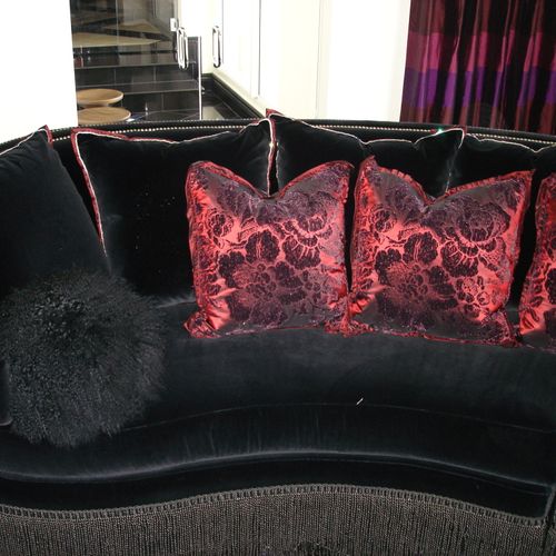 Sofa and Pillows with Swarovski crystal trim