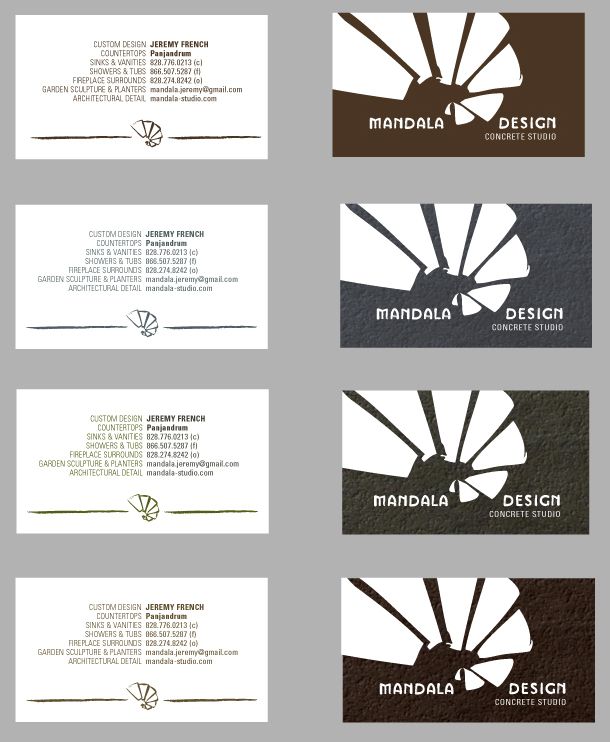 Series of business cards for Mandala Design Concre
