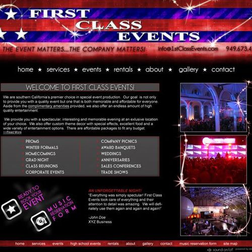 First Class Events Website