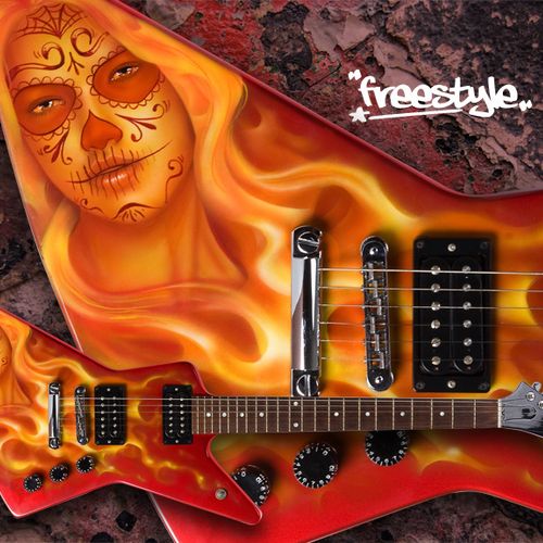 Guitar, Real Fire, Flames